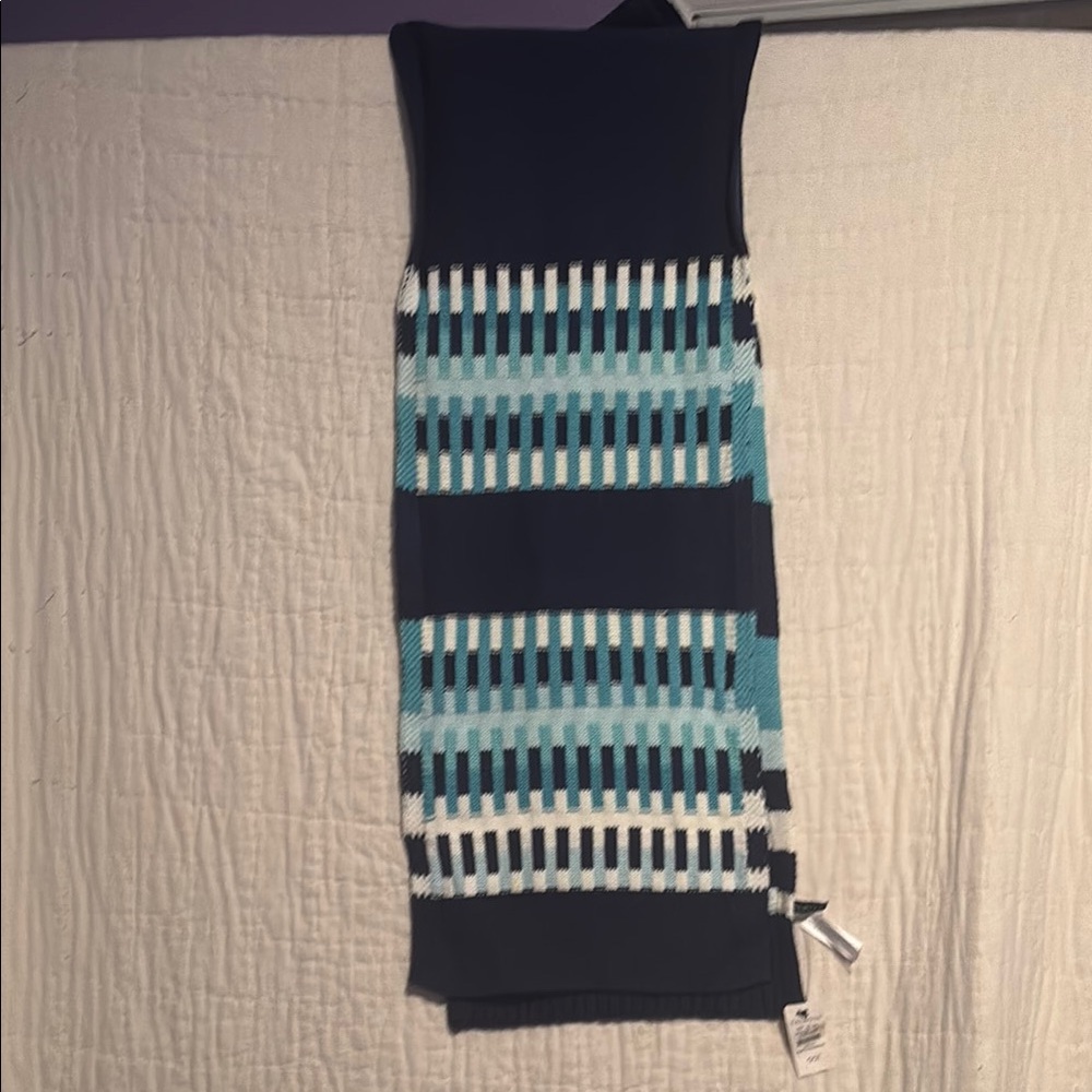 Loft colorful blue, white and teal scarf. NWT